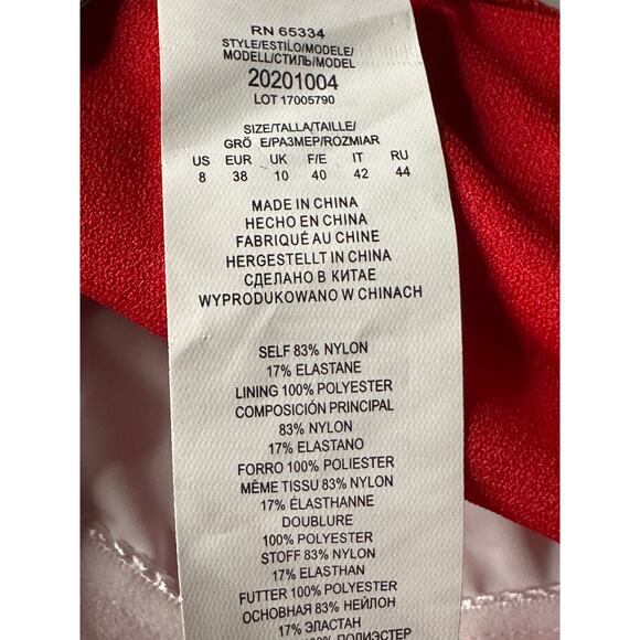 Lauren Ralph Lauren Women's Double-Strap One-Shoulder Red Swimsuit Size 8 NWT - Picture 13 of 13